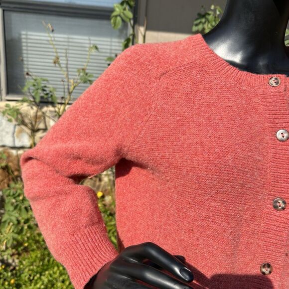 Pendleton Lambswool Cardigan Womens Size Large Sweater Orange Pockets Preppy - Picture 3 of 8